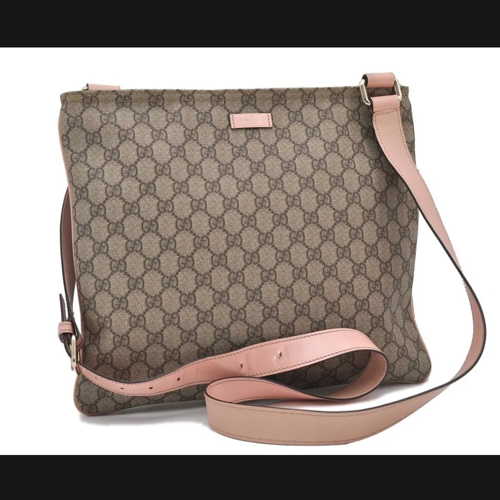 COPY - Authentic GUCCI Shoulder Cross Body Bag Purse GG PVC Leather Brown Pink …
